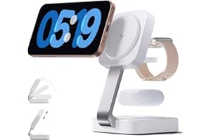 RYND 2025 Traveling Wireless Mag-Safe Fast Charging Station,Magnetic 3 in 1 Charger with iPhone 17 16 15 14 13 12 Pro Max Plus,Apple Watch Series & Air pods 4 3 2 Pro-Gifts for Wife & Husband(White)