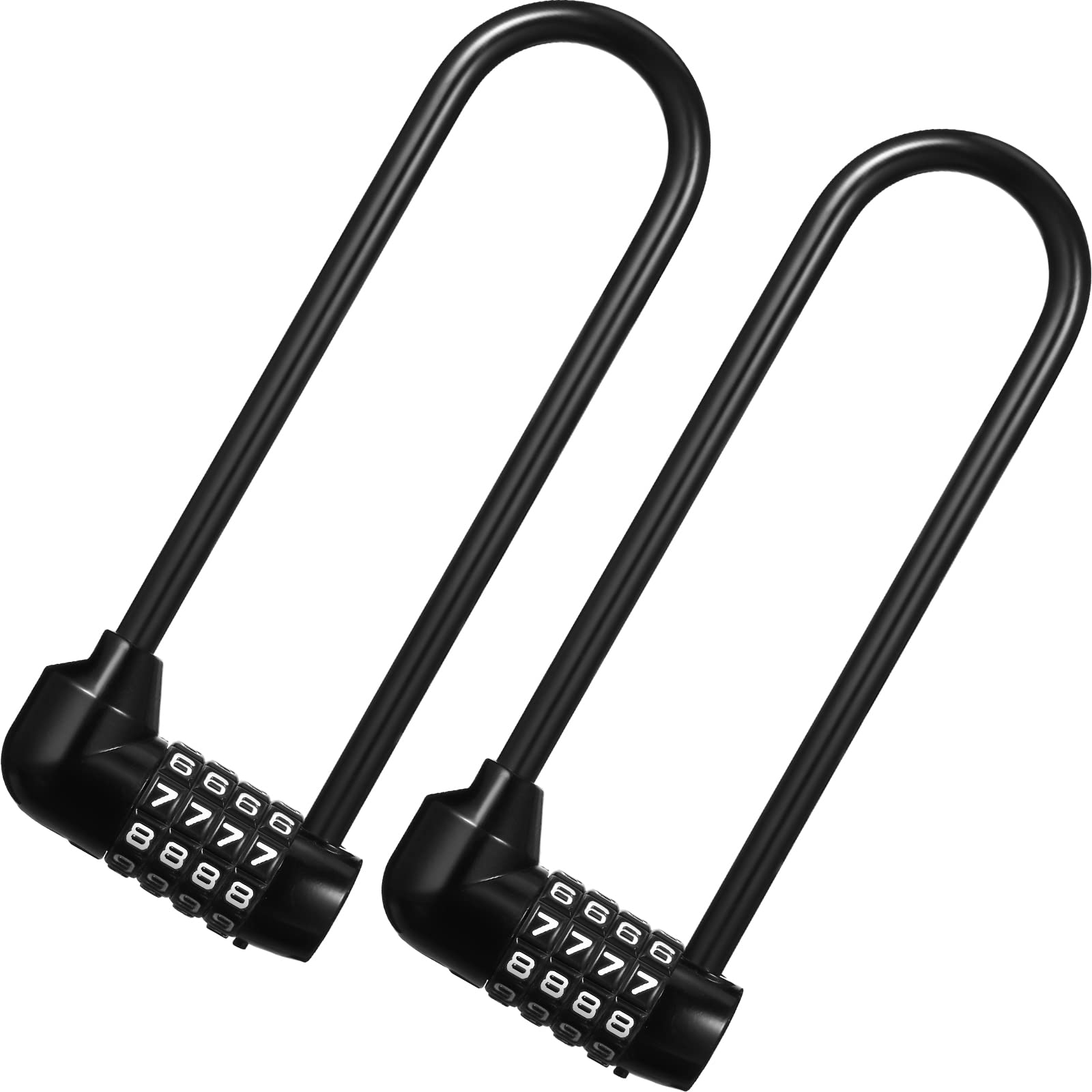 Photo 1 of Shimeyao 2 Pieces 6 Inch Long Shackle Combination Lock 4 Digit Outdoor Waterproof Padlock with Resettable Code for School Gym Locker, Sports Locker, Fence, Gate, Toolbox, Case Storage, Black
