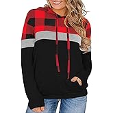 TIYOMI Plus Size Hoodies for Women Color Block Tops Drawstring Hooded Tunic Blouses Pullover T Shirts