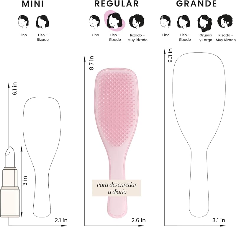 Ultimate Detangler Hairbrush - Cepillo Desenredante para Pelo Seco y Mojado - Apto para Todo Tipo de Cabello - Púas de Doble Altura para Menos Rotura y Sin Nudos - Rosa Millennial — foto 7 de 8