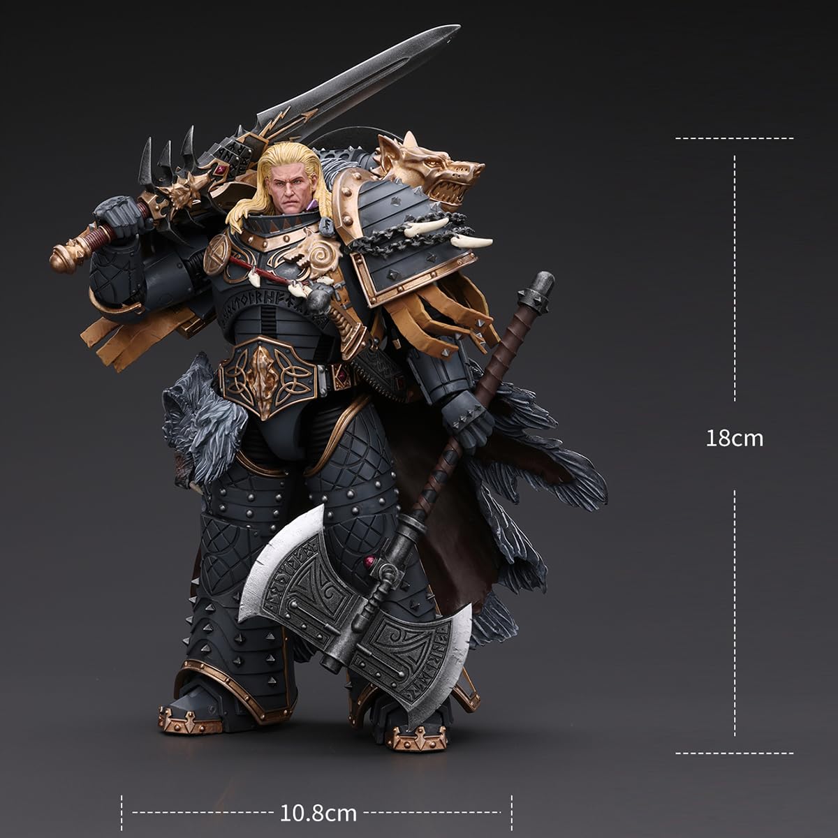 HiPlay JoyToy Warhammer The Horus Heresy Collectible Figure: Space Wolves Leman Russ Primarch of The VIth Legion, 1:18 Scale Action Figures JT6137