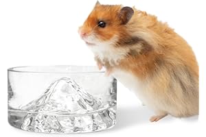 BNOSDM Hamster Food and Water Bowl Mountain Fuji Style Glass Drinking Dwarf Hamster Feeder Anti-Turning Dish for Syrian Hamsters Gerbils Mice Rats or Other Similar-Sized Pets (Transparent)