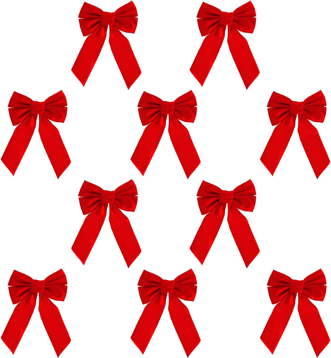 Wreaths, Garlands & Swags - DuraCasa Red Velvet Christmas Wreath Bows 10 Pack - 9