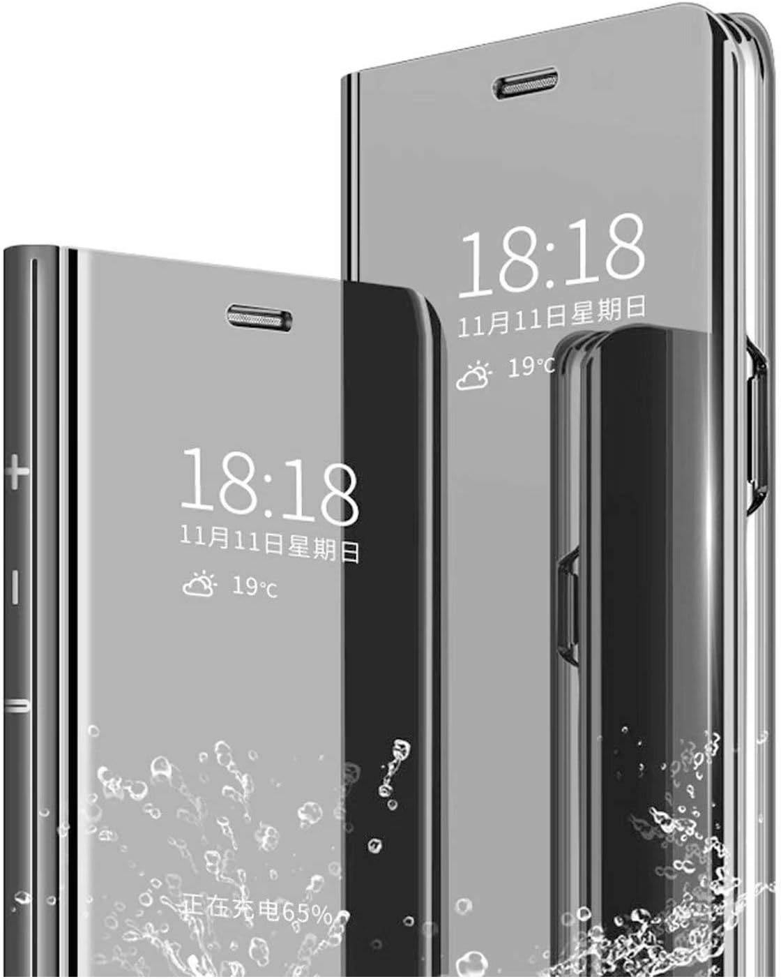 cookaR OPPO Reno Z Mirror Flip Case, Slim Fit Electroplate Plating Kickstand Case Smart Clear View Cover Full Coverage Hard Shell for OPPO Reno Z Smartphone, Blue