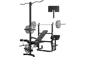 Goimu Z3 900LBS Olympic Weight Bench Set with Leg Extension, 9 in 1 Workout Press with Preacher Curl Pad and LAT Pulldown, Strength Training Bench for Home Gym