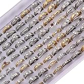 36PCS Stainless Steel Ring Set Zircon Rings for Women Fashion Pack Jewelry Wholesale in Bulk