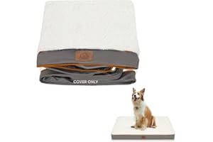 Sunheir Washable Jumbo Extra Large Dog Bed Covers Soft Plush Replacement, Waterproof Dog Bed Liner, Pet Bed Cover with Zipper 47x29x4 Inches, Light Grey, Cover Only