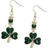 St. Patrick's Day Earrings for Women, Irish Shamrock Dangle Earrings, Green Clover Drop Earrings for St Patrick's Day Accessories
