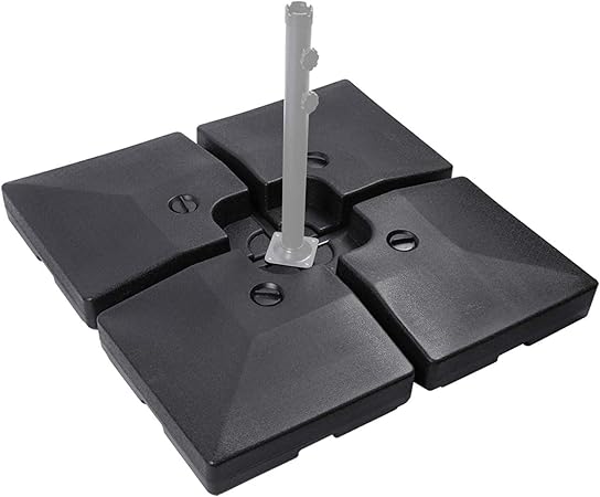 Amazon Com Sunnyglade 4pcs 200lb Square Patio Umbrella Base Water Filled Umbrella Stand Suitable For All Kinds Of Cross Tiles Black Garden Outdoor