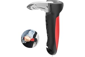 BYOJIA 5 in 1 Vehicle Support Handles, Elderly Portable Automotive Door Assist Handles Multifunction Car Handle with LED Flashlight Seatbelt Cutter and Window Breaker for Elderly and Handicapped (Red)