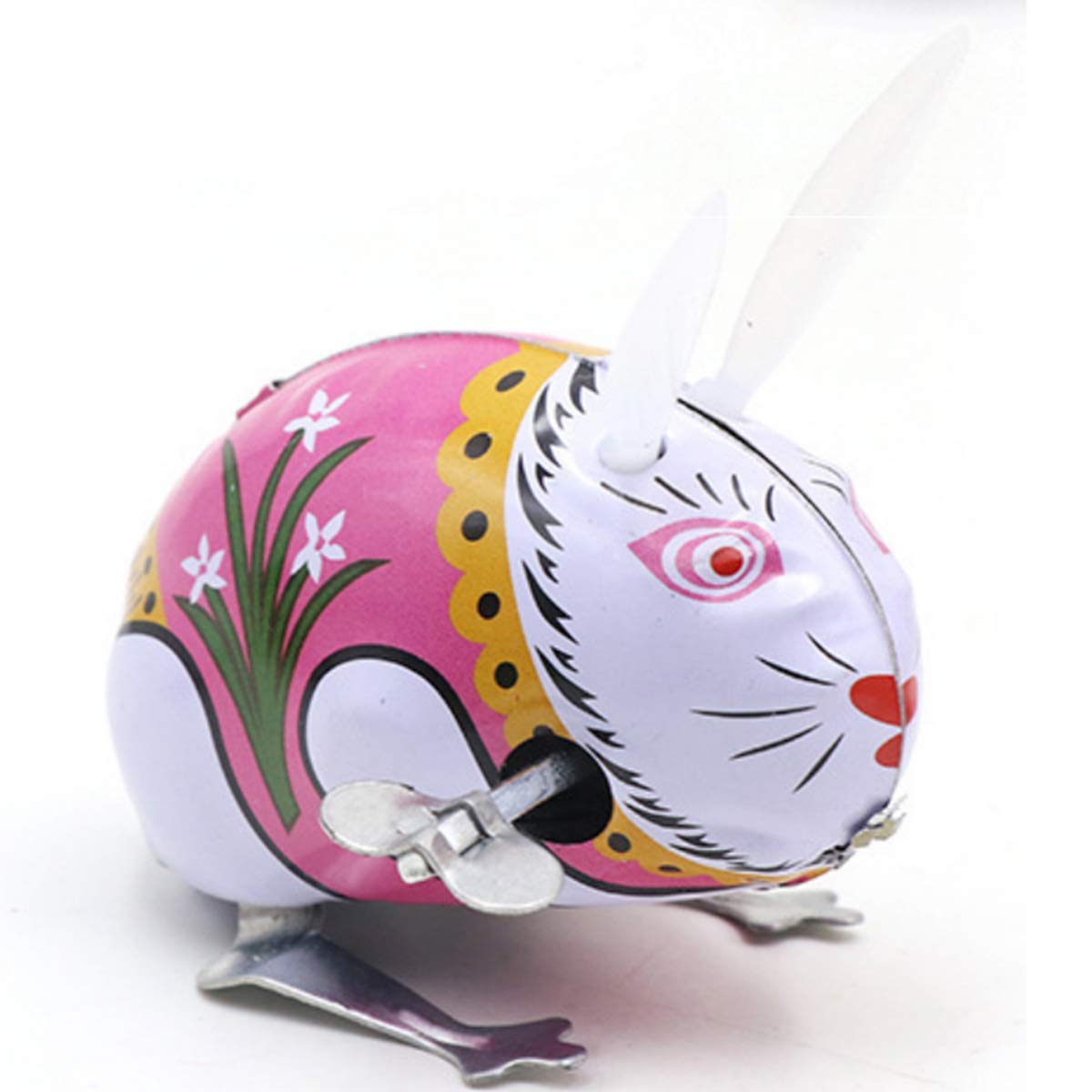 Halloluck 4 Pcs Clockwork Spring Wind Up Metal Jumping Frog Cock Rabbit Mouse Retro Vintage Wind-up Animal Party Favors Desktop Decor