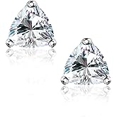 "STUNNING FLAME" Trillion-cut/Cushion-cut/Emerald-cut/Marquise-cut ... 18K White Gold Plated Sterling Silver Cubic Zirconia Simulated Diamond Stud Earrings for Women