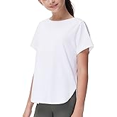 THE GYM PEOPLE Girl's Athletic Shirts Short Sleeve Workout Tops Kids Basic Tees with Side Slits