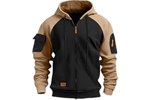 Mens Hoodies Zip Up Lightweight Tactical Hoodie Long Sleeve Drawstring Trendy Sweatshirts Casual Track Jackets with Pockets