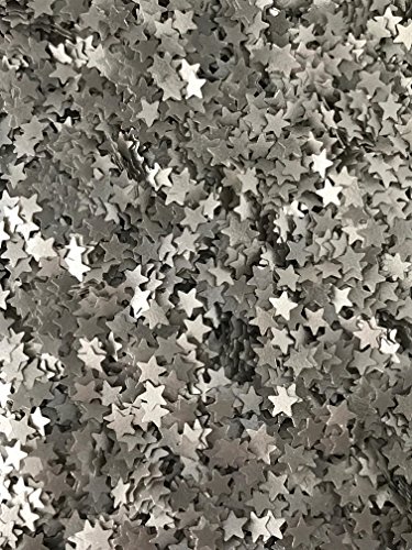 EDIBLE GLITTER METALLIC 100% SILVER STARS 0.04 Ounce Used cakes, cupcakes,flakes, cookies By OH! SWEET ART