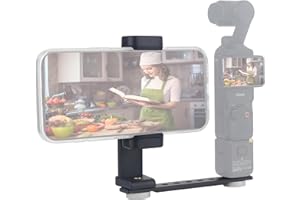 RIGDANCE Phone Holder Mount for Pocket 3, 360° Rotate 90° Tilt Phone Clip with 1/4" CNC Metal Expansion for DJI Osmo Pocket 3 Insta 360 X5 X4, Used with Tripod Selfie Stick (5.4" Long Base)