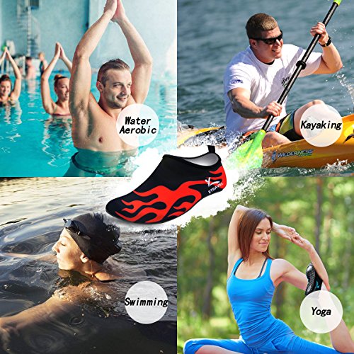 Cevinee™ (Update Version) Slip-on Water Shoes, Anti-slip Aqua Socks, Breathable Beach Swim Surf Yoga Outdoor Soft Shoes - Black Fire M