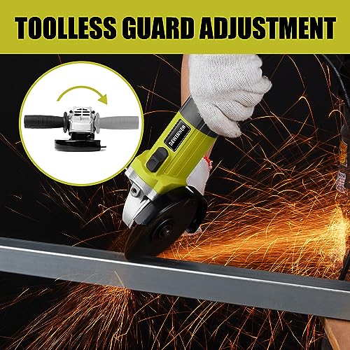 DEWINNER Angle Grinder tool 850W, 12000RPM Grinders Power Tools with Disc 115mm+ 6 Discs & Side Handle & Glove, Adjustable Pin, Cutting Grinding Polishing 220-240 V, Compact Design, Easy Storage
