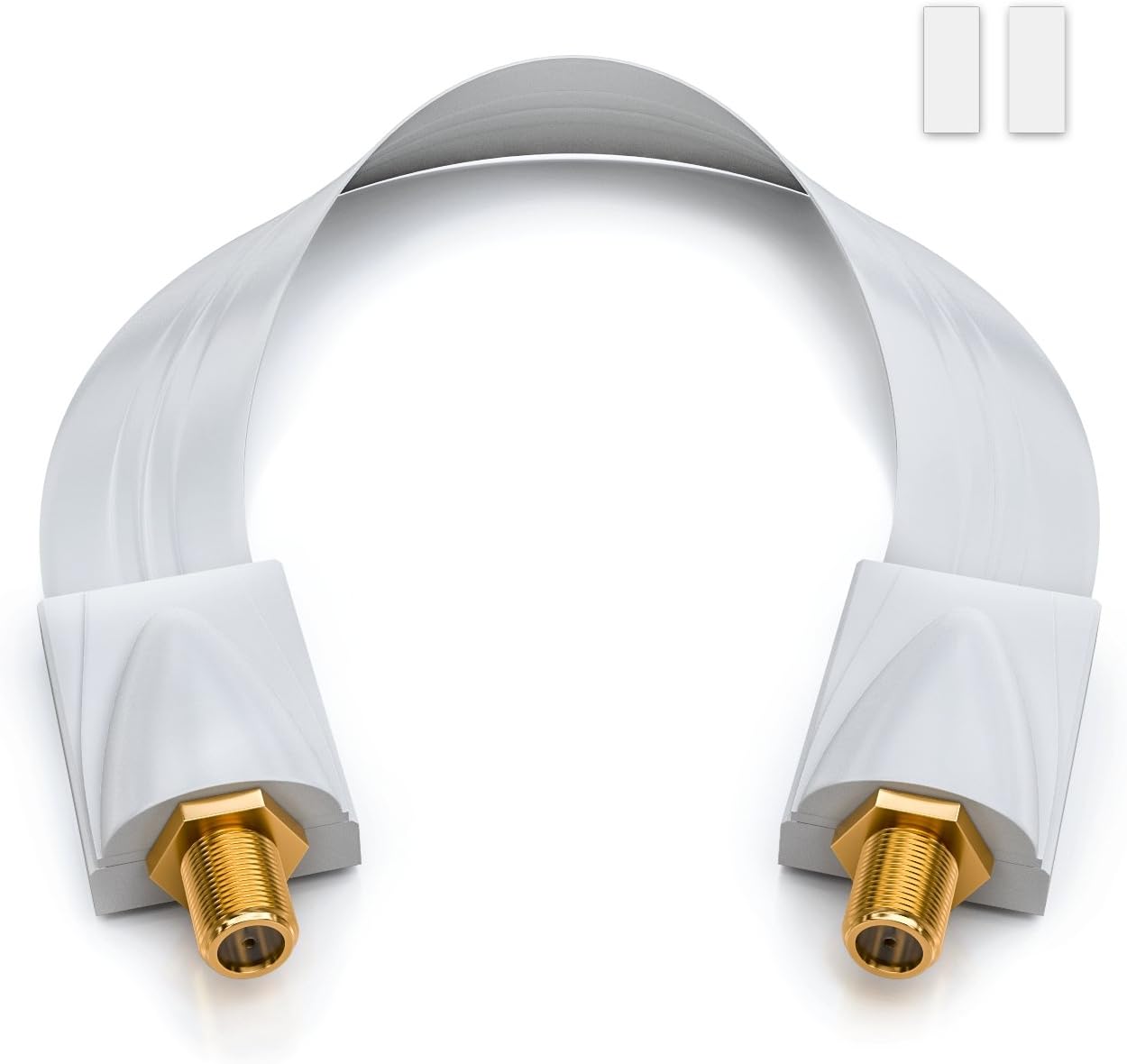 Deleycon Window Feed-Through Cable, 17cm, for SAT Kabel TV, Set-top Box, White, 1x 26cm mit Klebepads - Image 3