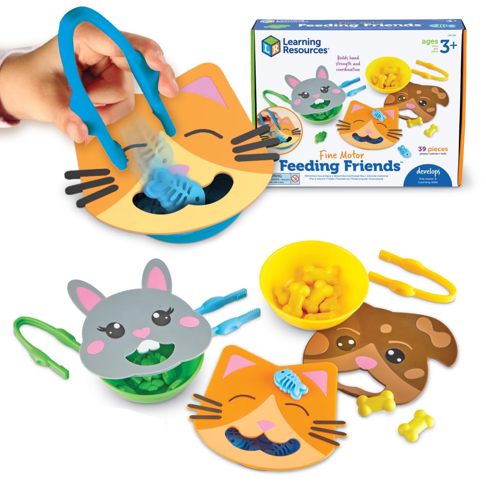 Learning Resources Fine Motor Feeding Friends, Toys for 3 Year Old Boys and Girls, Montessori, Fine Motor Skills