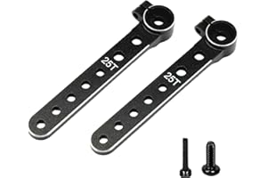 ZHUOYUEFSC 2Pcs 7075 Aluminum 25T Servo Arm Horn Long Steering Servo Arms RC Futaba Plane Helicopter Model Car（Black）