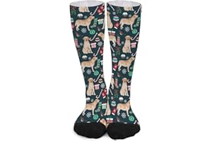 Unisex Novelty Crew Socks,Yellow Lab Christmas Cute Labrador Retriever Design Mid Calf Dress Socks Sports Socks Knee High Ath
