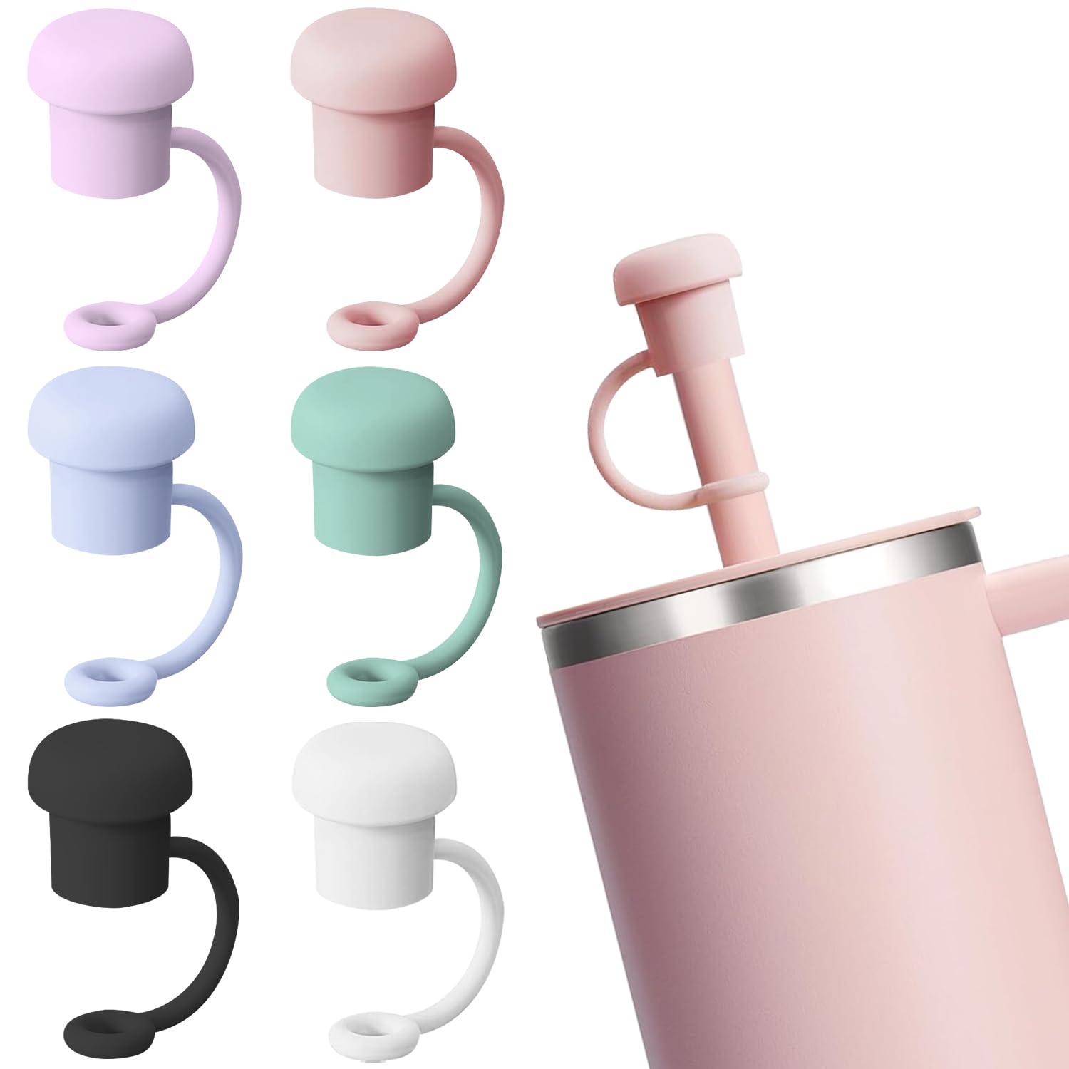 Photo 1 of Ghislaine Adjustable Straw Cover Cap for Stanley, Simple Modern, Yeti, Owala, Hydro Flask And All Brand Tumbler 6 to 10mm Straws Tips Lids, Silicone Straw Topper Dust-Proof Stanley Cup Accessories