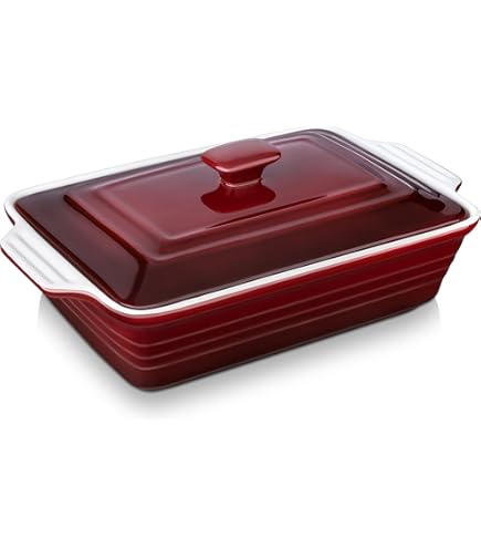 Cast Iron Griddle KOOV Ceramic Casserole Dish With Lid, Covered