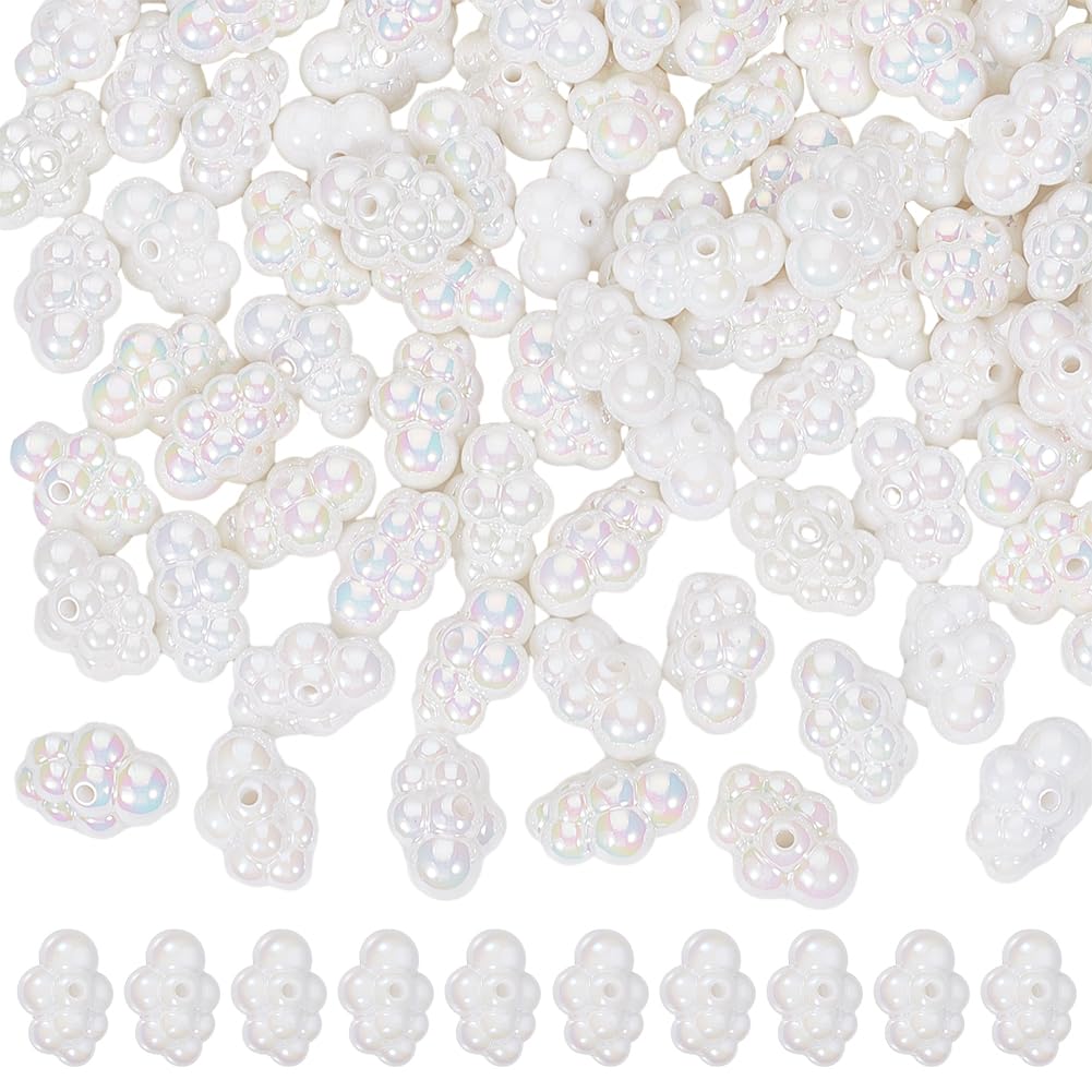 GOMAKERER 50 Pcs Iridescent Acrylic Cloud Beads, UV Plating 3D Weather Spacer Beads for Jewelry Making DIY