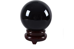 LONGWIN 150mm(5.9 inch) Big Divination Black Crystal Ball for Witchcraft Obsidian Healing Crystals Home Decorations Meditation Ornaments
