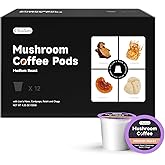 Chaism Mushroom Coffee Pods - Arabic Coffee with Lions Mane, Cordyceps, Reishi, Chaga for Focus & Energy Boost, Sugar-Free, Fat-Free,12 K Cups (12 Counts, Medium Roast)