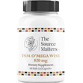 The Source Matters O'MEGA Wise - 820mg High-Concentration Omega-3 Fish Oil with EPA, DHA, DPA for Cardiovascular, Brain, Joint, and Eye Health (60 Softgel Capsules)