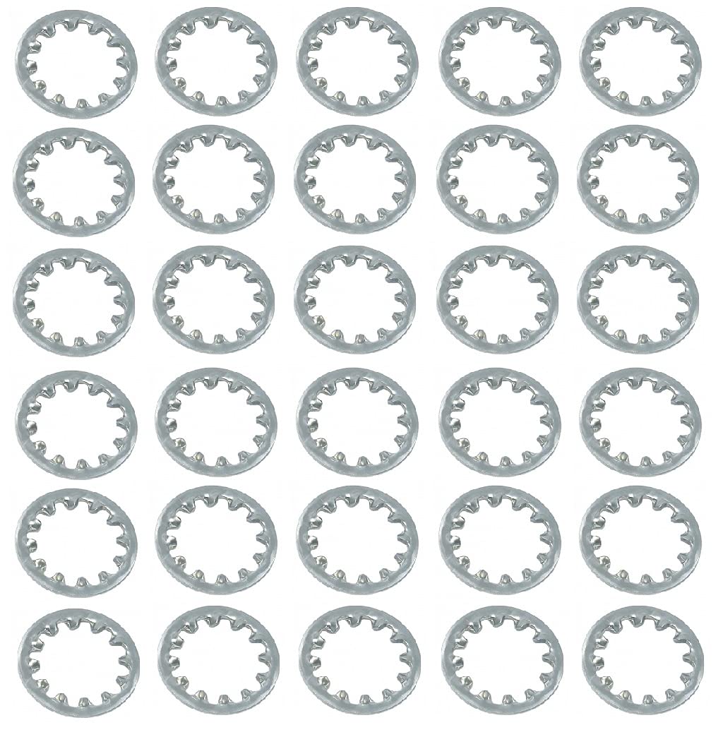 TERF® 30 Pcs Shake Proof Washer M8 Zinc Plated Steel Shakeproof Internal Tooth Star Lock Washers