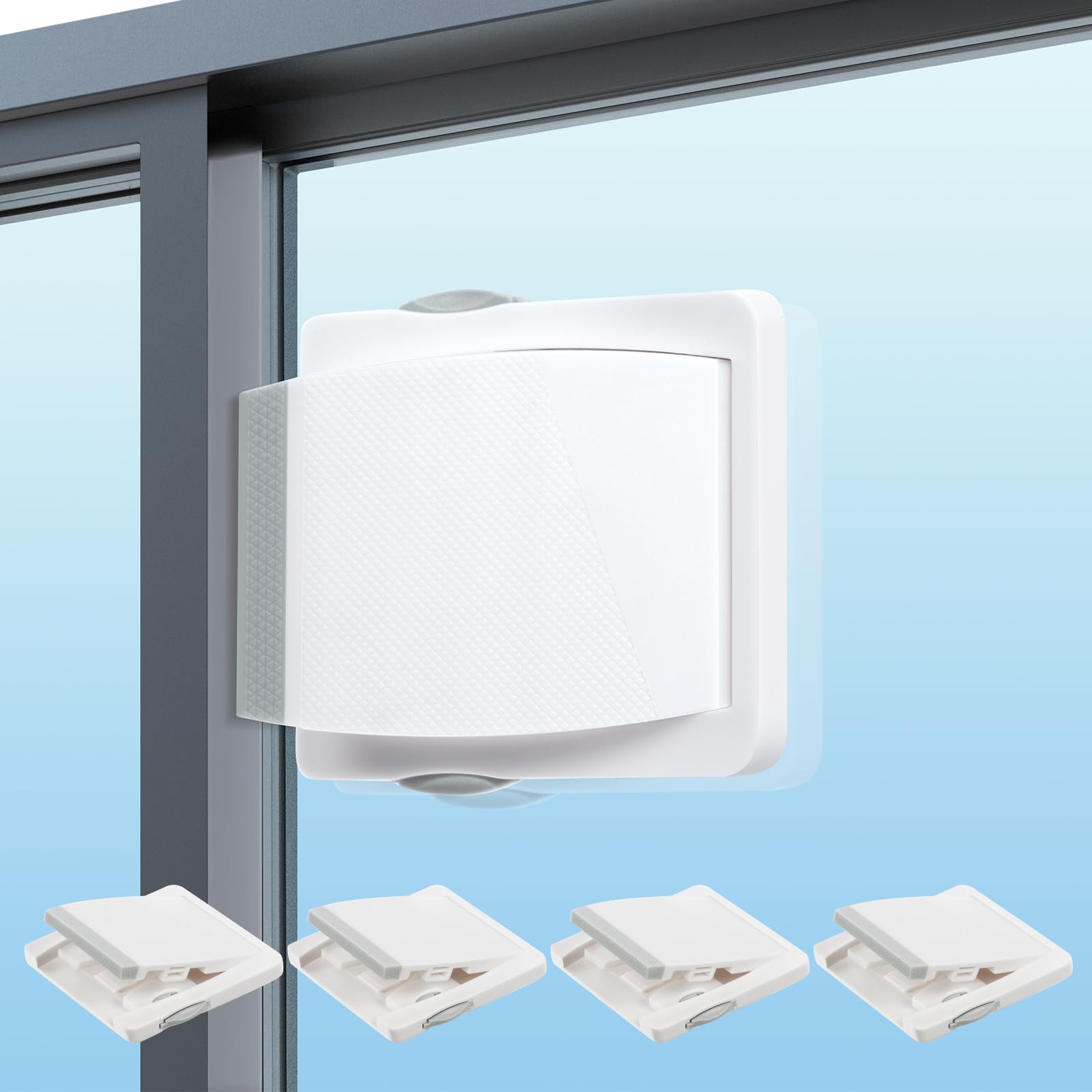 Vicloon Baby Sliding Door Locks, 4 Pcs Sliding Glass Door Child Lock, Sliding Closet Door Lock, Baby and Pets Proof Sliding Door, Keyless Child Safety Locks for Patios Door, Closet Door - White M