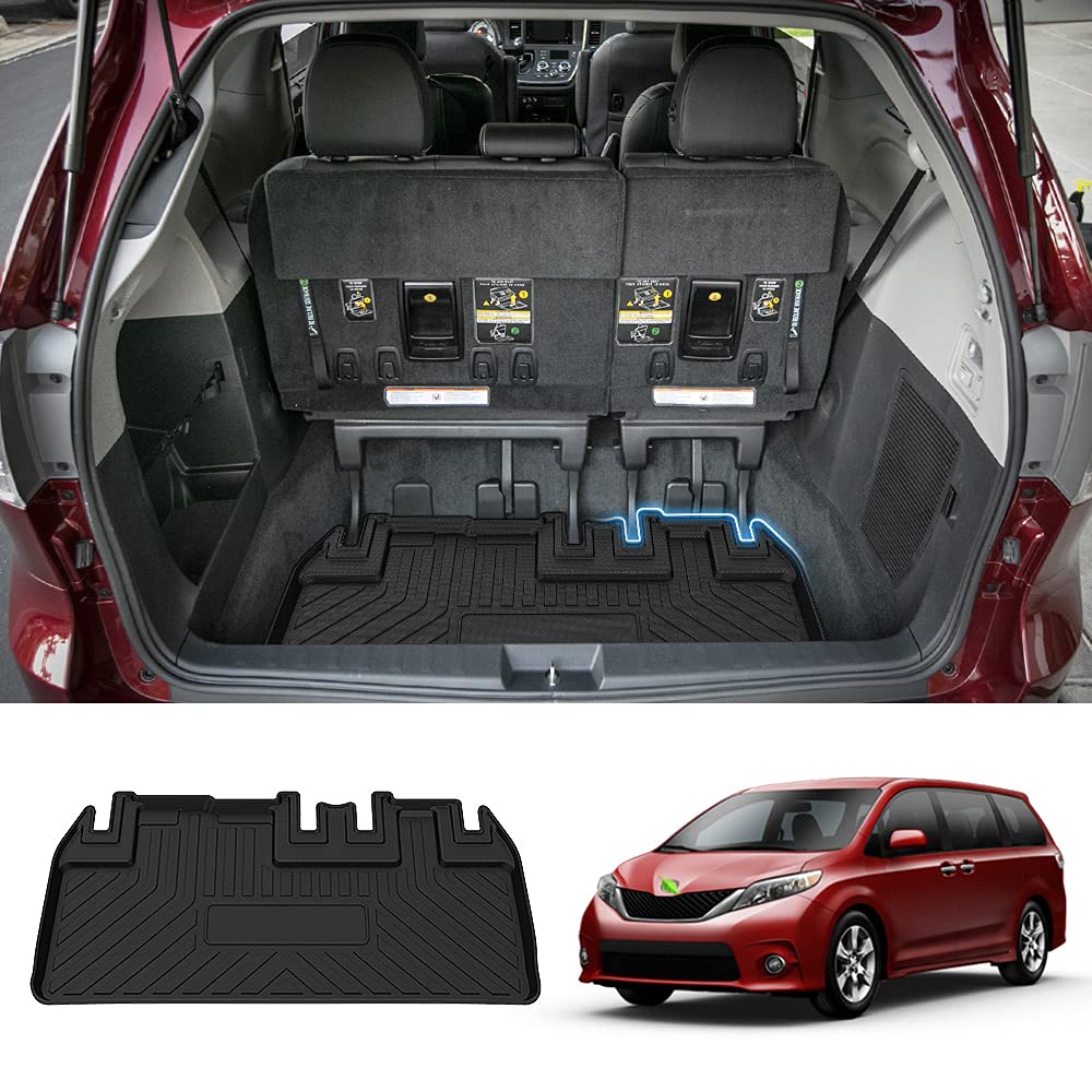Sienna Cargo Liner - Trunk Mat for Toyota Sienna 2011-2019, All Weather Cargo Mat for Sienna Accessories, Only fit NO Power Folding 3rd Row Seats Image