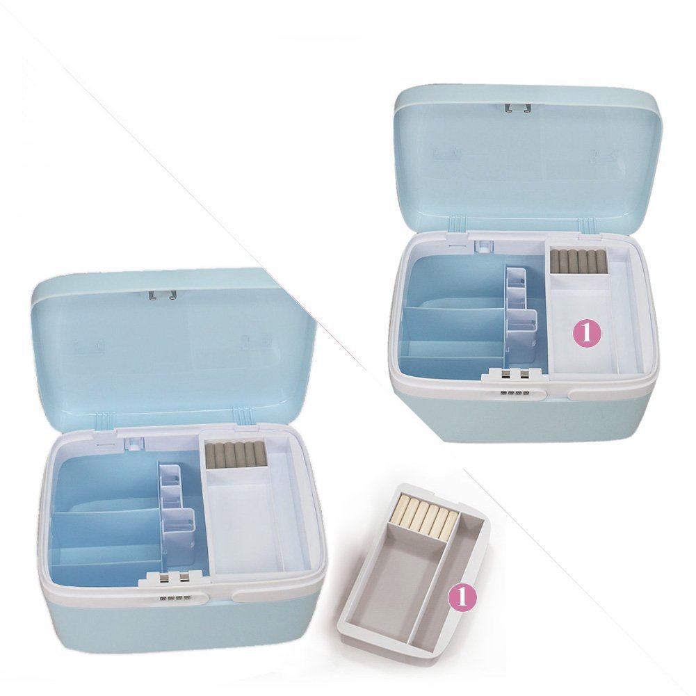 Make Up Case Portable Lockable Waterproof Beauty Cosmetic Jewelry Organizer Vanity Storage Box 10L ABS ,Cyan