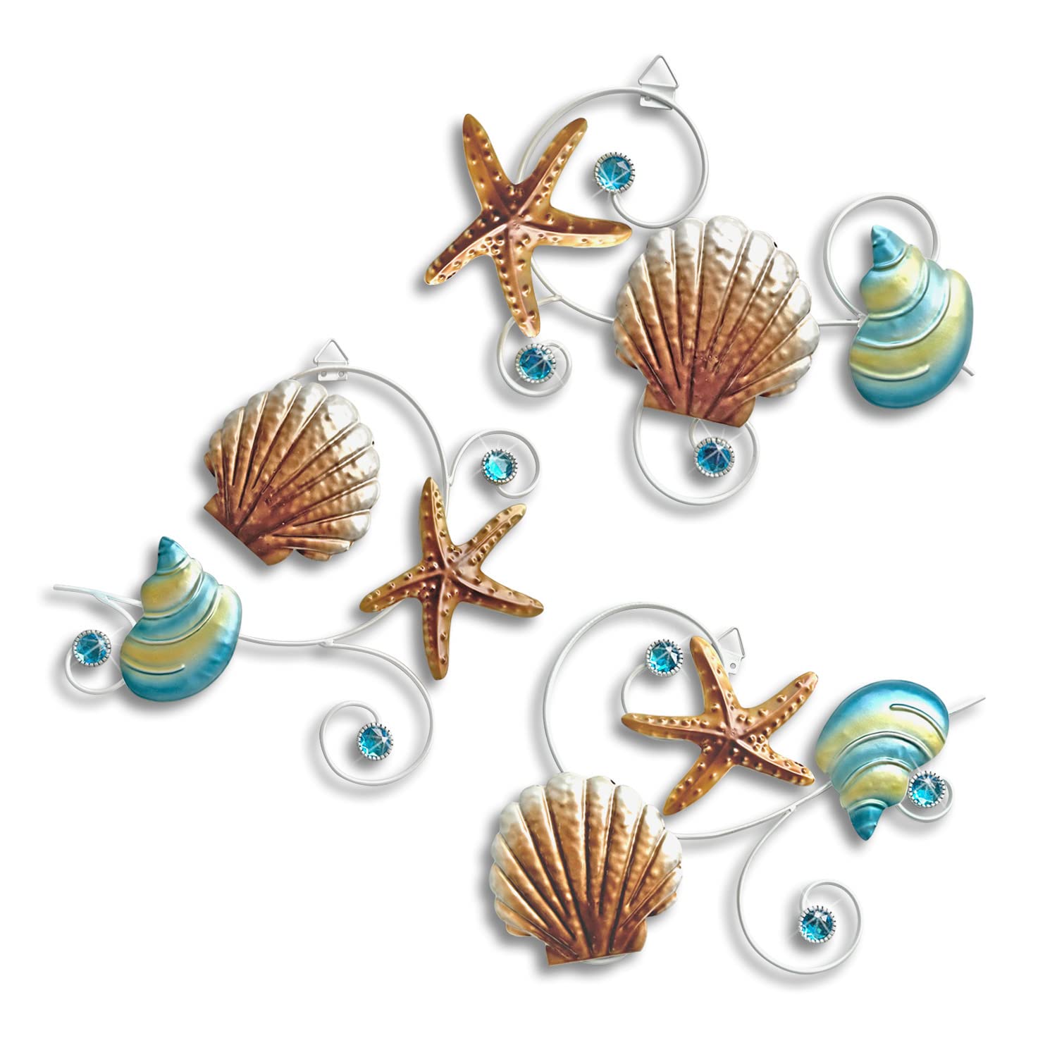 Photo 1 of ***Missing 1 wall decor*** Beach Wall Decor Seashell starfish metal wall decor ocean theme Marine Coast decor suitable for home bathroom coast wall decor Set of 3