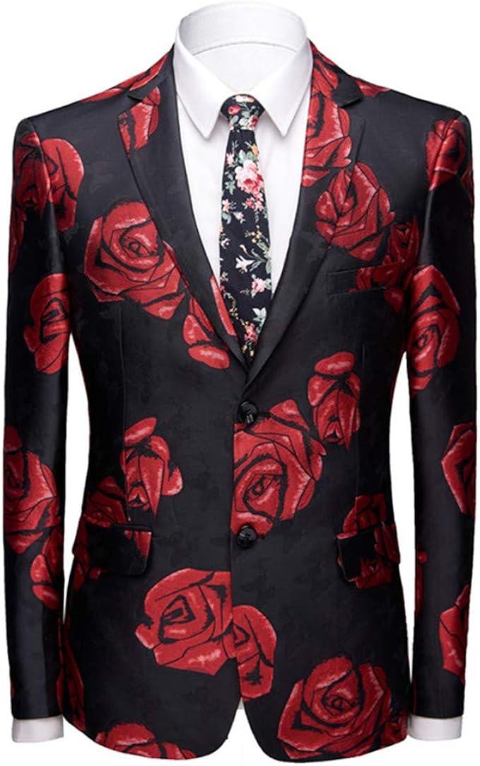 Blazer Imprimé Floral Mens Slim Fit Veste De Costume Homme D