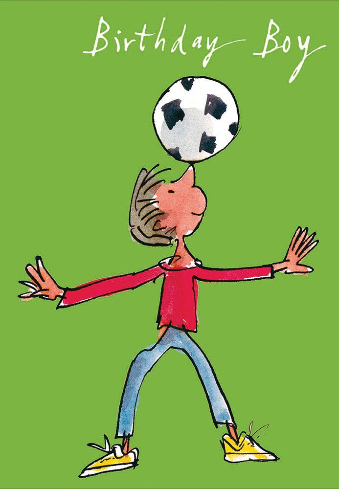 Birthday Greeting Card (WDM292651) Birthday Boy with Football - Quentin Blake Illustration 'Steady, Steady'