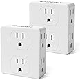 Multi Plug Outlet Splitter, Unidapt Multiple Outlet Extender Adapter with 6 Electrical Outlets, Side Outlet Splitter Box, Wall Tap Power Plug Expander for Home Hotel Office Dorm Essentials, 2-Pack