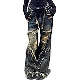 Y2k Retro Niche Baggy deconstruction Tassel Ripped Jeans Men's and Women's Large Pocket Design Sense Work Pants