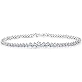 Kose 14K White Gold Plated 3.0mm Cubic Zirconia Crown shaped Tennis Bracelet For Women and Men|Size 6.5|6.75|7|7.25|7.5|8(QUEEN CROWN)