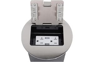 WALFRONT Recessed Floor Electrical Outlet, Stainless Steel Dual Socket with USB Ports, 2500W 20A for Office and Home