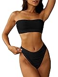 ZAFUL Women Strapless Textured Bandeau Bikini 2
