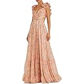 Women's Summer Floral Print Straps Sleeveless V Neck Criss Cross Backless Chiffon Beach Boho Party Long Maxi Dress