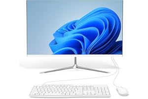 SIUGHVA All-in-One Desktop Computer 24" FHD, N5095 16GB RAM, 512GB SSD, Quad-Core, Wired Keyboard & Mouse, RGB Speaker, White (N5095/16G/512G)