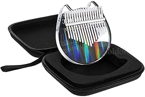 KOLDOT Rainbow Clear Kalimba Thumb Piano Cat Shaped 17 Key Solid Finger Piano Transparent Body Cute Crystal Acrylic Kalimba With Hard Case Gifts with Tuning Hammer