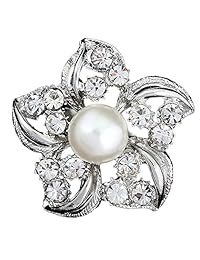 Broche de boda bañado en plata con estrás, 12 piezas.