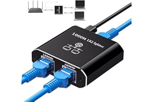 AOGETYO RJ45 Ethernet Splitter, 1000Mbps Ethernet Splitter 1 to 2，Network Splitter with USB Power Cable,[2 Devices Simultaneous Networking, Gigabit Internet Splitter Connector for Cat 5/5e/6/7/8 Cable