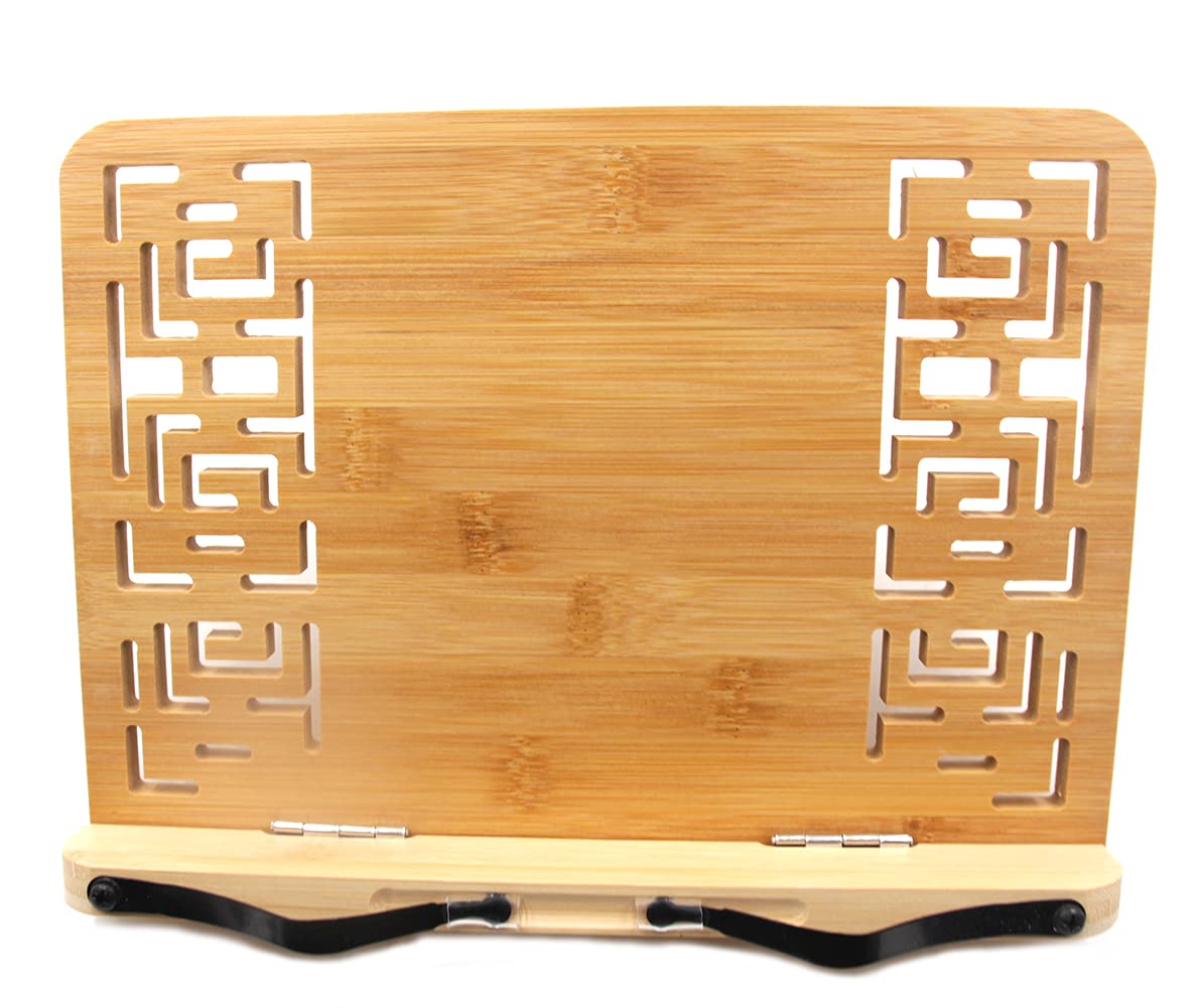 Chiloskit BamBoo Reading Rest Cook Book Document Stand Holder Bookrest Laptop Stand I-pad Stands Holders Cookbook Holder Textbook Stand PC Display Stand Collapsible Adjustable Tray (Hollow Book Stand)